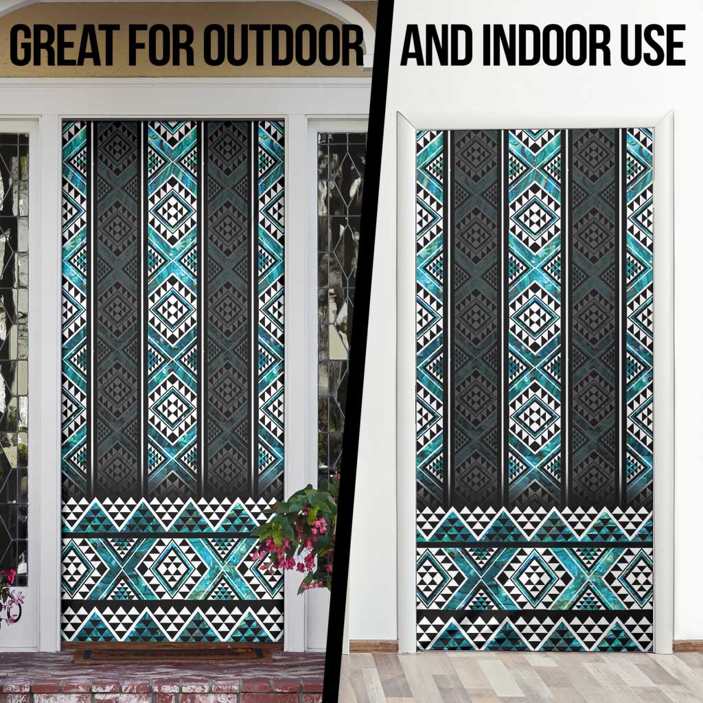 Paua Shell Taniko Pattern Aotearoa Door Cover Niho Taniwha Mix Poutama - Aussie Hoodie