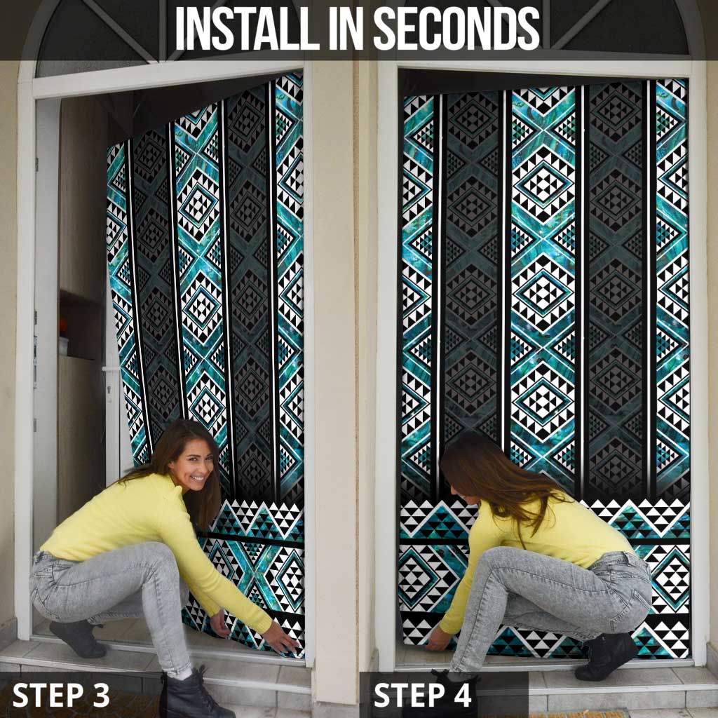 Paua Shell Taniko Pattern Aotearoa Door Cover Niho Taniwha Mix Poutama - Aussie Hoodie
