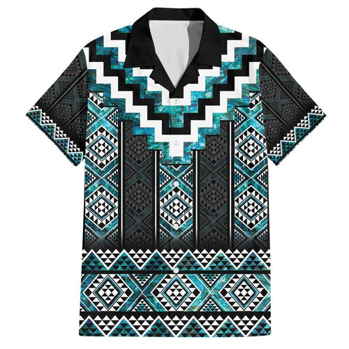 Paua Shell Taniko Pattern Aotearoa Family Matching Long Sleeve Bodycon Dress and Hawaiian Shirt Niho Taniwha Mix Poutama