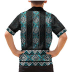 Paua Shell Taniko Pattern Aotearoa Family Matching Mermaid Dress and Hawaiian Shirt Niho Taniwha Mix Poutama