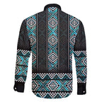 Paua Shell Taniko Pattern Aotearoa Family Matching Off The Shoulder Long Sleeve Dress and Hawaiian Shirt Niho Taniwha Mix Poutama