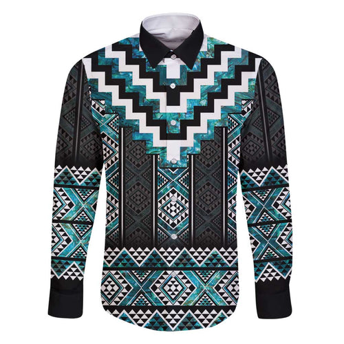 Paua Shell Taniko Pattern Aotearoa Family Matching Off Shoulder Maxi Dress and Hawaiian Shirt Niho Taniwha Mix Poutama