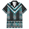 Paua Shell Taniko Pattern Aotearoa Family Matching Off Shoulder Short Dress and Hawaiian Shirt Niho Taniwha Mix Poutama
