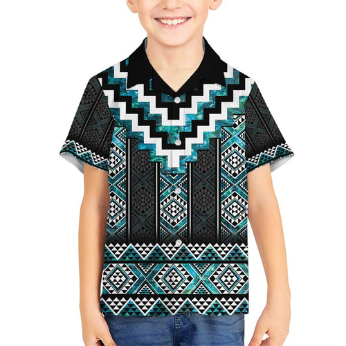 Paua Shell Taniko Pattern Aotearoa Family Matching Short Sleeve Bodycon Dress and Hawaiian Shirt Niho Taniwha Mix Poutama