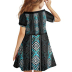 Paua Shell Taniko Pattern Aotearoa Family Matching Summer Maxi Dress and Hawaiian Shirt Niho Taniwha Mix Poutama