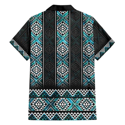 Paua Shell Taniko Pattern Aotearoa Family Matching Summer Maxi Dress and Hawaiian Shirt Niho Taniwha Mix Poutama