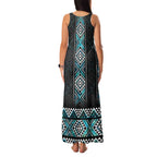 Paua Shell Taniko Pattern Aotearoa Family Matching Tank Maxi Dress and Hawaiian Shirt Niho Taniwha Mix Poutama