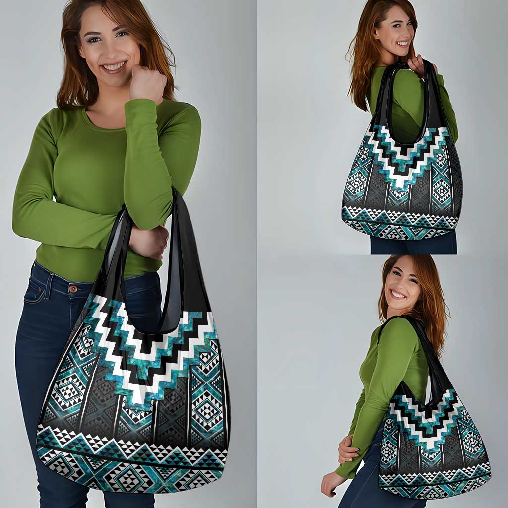 Paua Shell Taniko Pattern Aotearoa Grocery Bag Niho Taniwha Mix Poutama