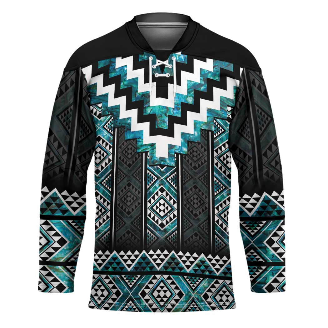 Paua Shell Taniko Pattern Aotearoa Hockey Jersey Niho Taniwha Mix Poutama - Aussie Hoodie