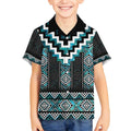 Paua Shell Taniko Pattern Aotearoa Kid Hawaiian Shirt Niho Taniwha Mix Poutama