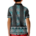 Paua Shell Taniko Pattern Aotearoa Kid Polo Shirt Niho Taniwha Mix Poutama