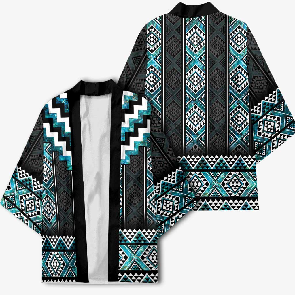 Paua Shell Taniko Pattern Aotearoa Kimono Niho Taniwha Mix Poutama - Aussie Hoodie