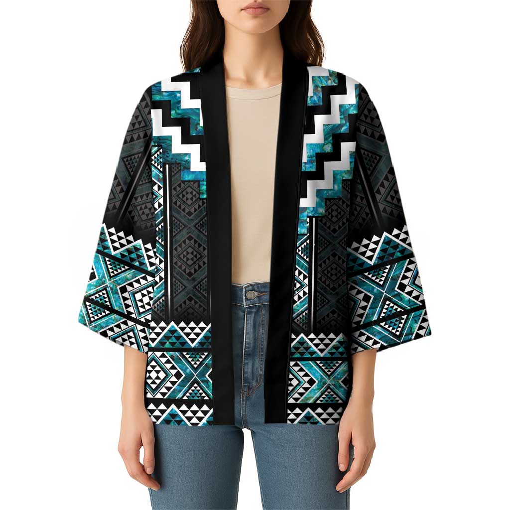 Paua Shell Taniko Pattern Aotearoa Kimono Niho Taniwha Mix Poutama - Aussie Hoodie