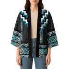 Paua Shell Taniko Pattern Aotearoa Kimono Niho Taniwha Mix Poutama - Aussie Hoodie