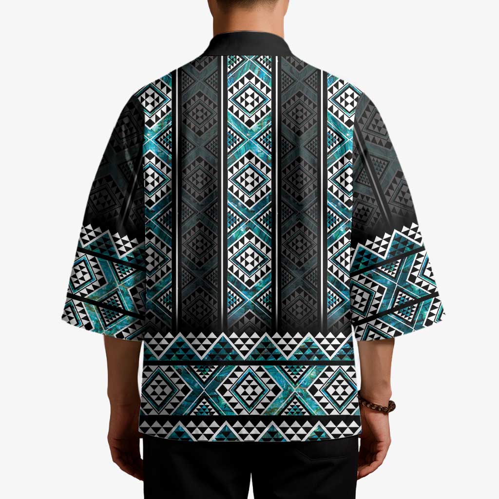 Paua Shell Taniko Pattern Aotearoa Kimono Niho Taniwha Mix Poutama - Aussie Hoodie