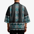 Paua Shell Taniko Pattern Aotearoa Kimono Niho Taniwha Mix Poutama - Aussie Hoodie