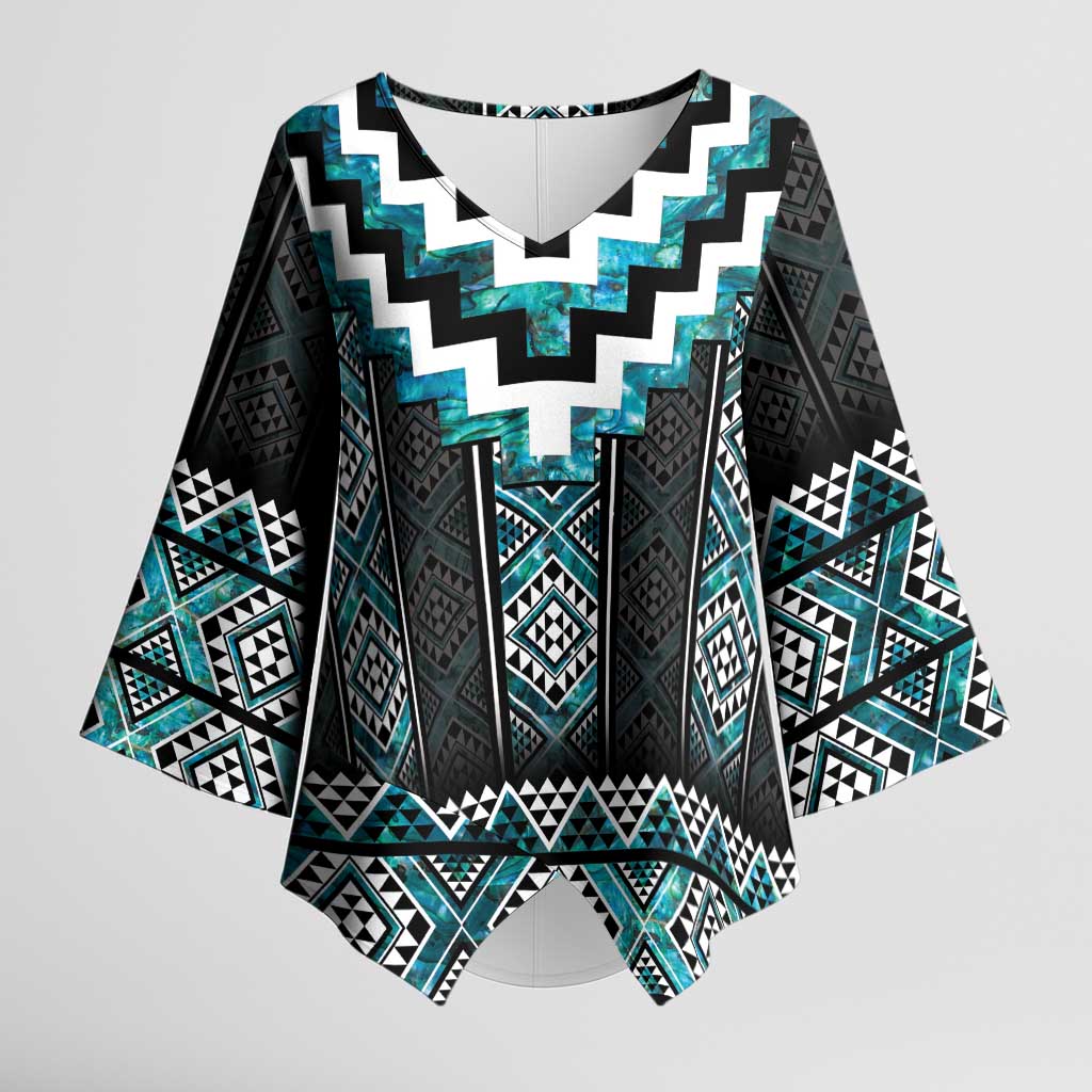 Paua Shell Taniko Pattern Aotearoa Kimono Sleeve Blouse Niho Taniwha Mix Poutama - Aussie Hoodie