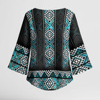 Paua Shell Taniko Pattern Aotearoa Kimono Sleeve Blouse Niho Taniwha Mix Poutama - Aussie Hoodie