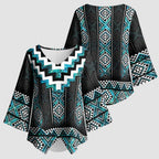 Paua Shell Taniko Pattern Aotearoa Kimono Sleeve Blouse Niho Taniwha Mix Poutama - Aussie Hoodie