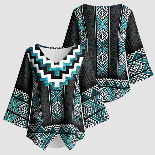 Paua Shell Taniko Pattern Aotearoa Kimono Sleeve Blouse Niho Taniwha Mix Poutama - Aussie Hoodie