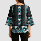 Paua Shell Taniko Pattern Aotearoa Kimono Sleeve Blouse Niho Taniwha Mix Poutama - Aussie Hoodie