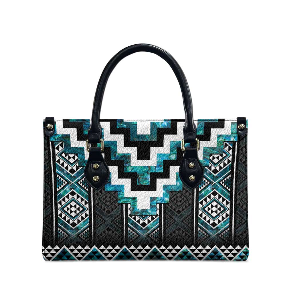 Paua Shell Taniko Pattern Aotearoa Leather Bag Niho Taniwha Mix Poutama - Aussie Hoodie