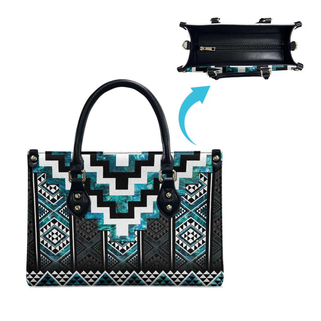 Paua Shell Taniko Pattern Aotearoa Leather Bag Niho Taniwha Mix Poutama - Aussie Hoodie