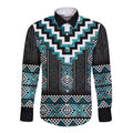 Paua Shell Taniko Pattern Aotearoa Long Sleeve Button Shirt Niho Taniwha Mix Poutama