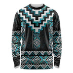 Paua Shell Taniko Pattern Aotearoa Long Sleeve Shirt Niho Taniwha Mix Poutama