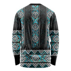 Paua Shell Taniko Pattern Aotearoa Long Sleeve Shirt Niho Taniwha Mix Poutama