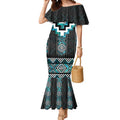Paua Shell Taniko Pattern Aotearoa Mermaid Dress Niho Taniwha Mix Poutama