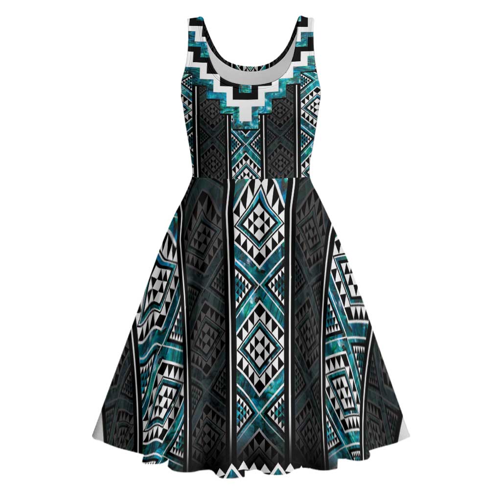 Paua Shell Taniko Pattern Aotearoa Midi Dress Niho Taniwha Mix Poutama - Aussie Hoodie