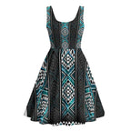 Paua Shell Taniko Pattern Aotearoa Midi Dress Niho Taniwha Mix Poutama - Aussie Hoodie