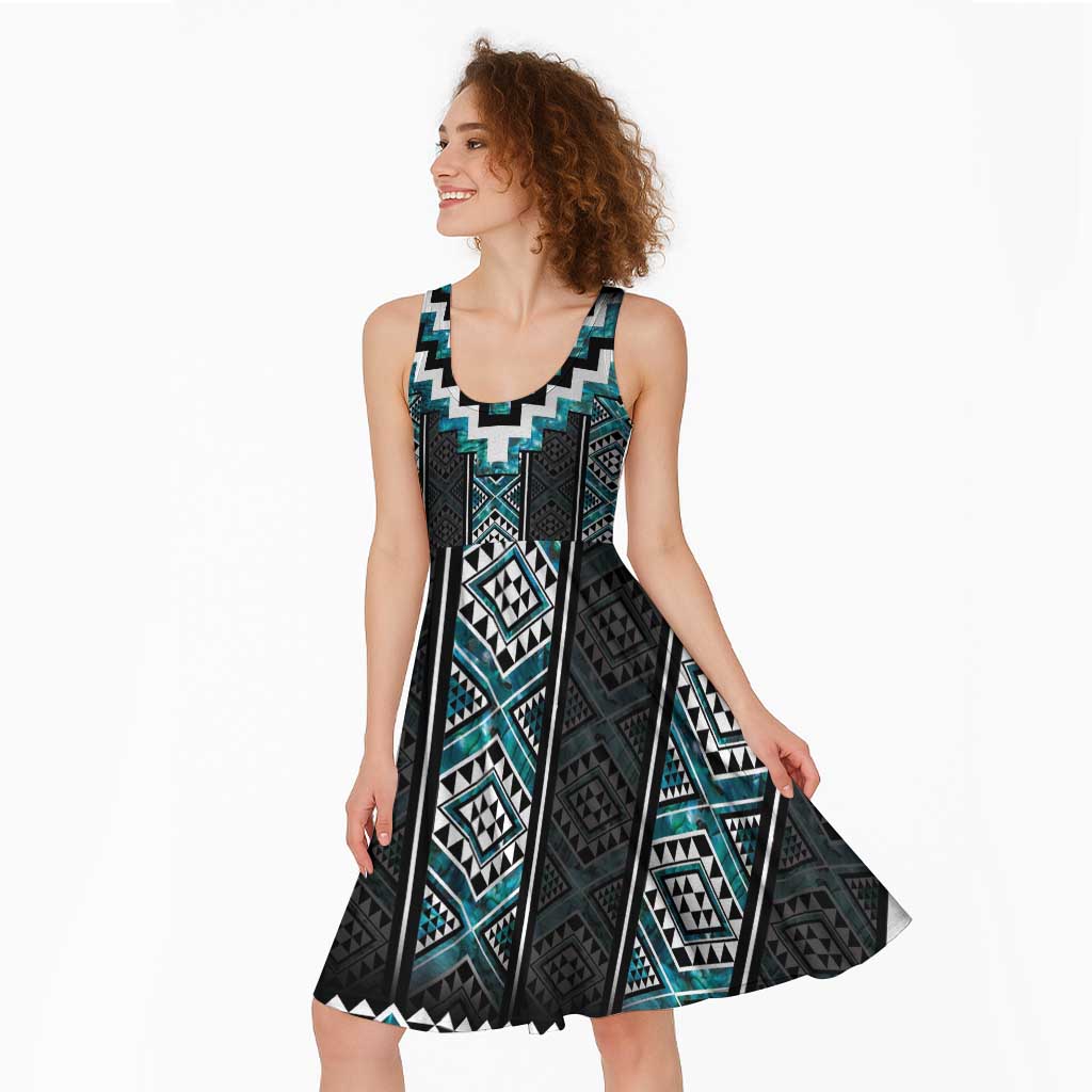 Paua Shell Taniko Pattern Aotearoa Midi Dress Niho Taniwha Mix Poutama - Aussie Hoodie