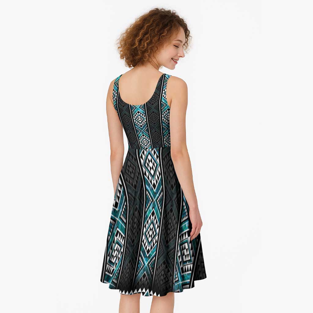 Paua Shell Taniko Pattern Aotearoa Midi Dress Niho Taniwha Mix Poutama - Aussie Hoodie