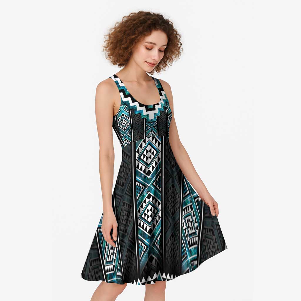 Paua Shell Taniko Pattern Aotearoa Midi Dress Niho Taniwha Mix Poutama - Aussie Hoodie