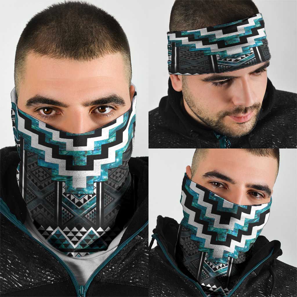 Paua Shell Taniko Pattern Aotearoa Neck Gaiter Niho Taniwha Mix Poutama - Aussie Hoodie