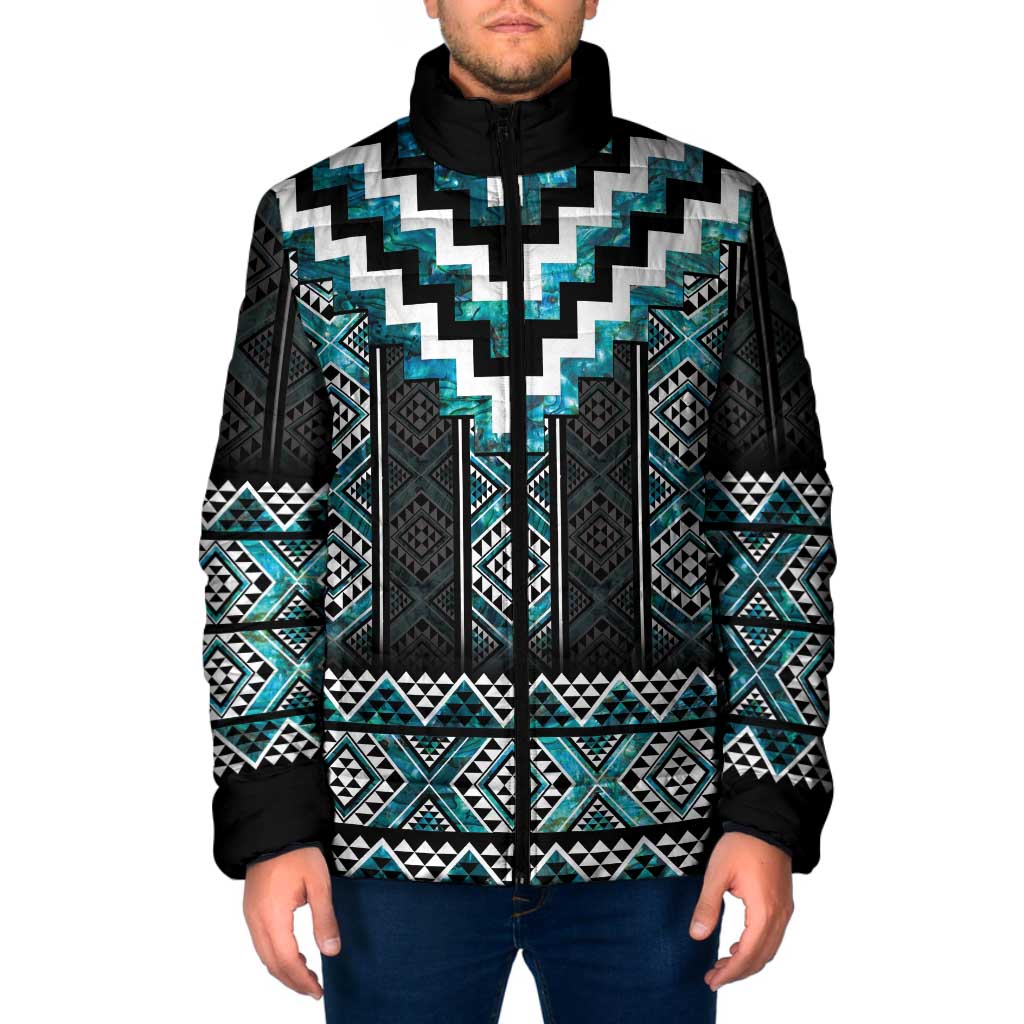 Paua Shell Taniko Pattern Aotearoa Padded Jacket Niho Taniwha Mix Poutama - Aussie Hoodie