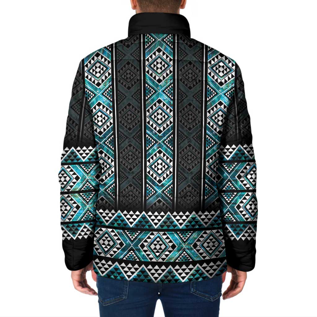 Paua Shell Taniko Pattern Aotearoa Padded Jacket Niho Taniwha Mix Poutama - Aussie Hoodie