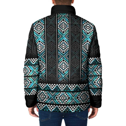 Paua Shell Taniko Pattern Aotearoa Padded Jacket Niho Taniwha Mix Poutama - Aussie Hoodie