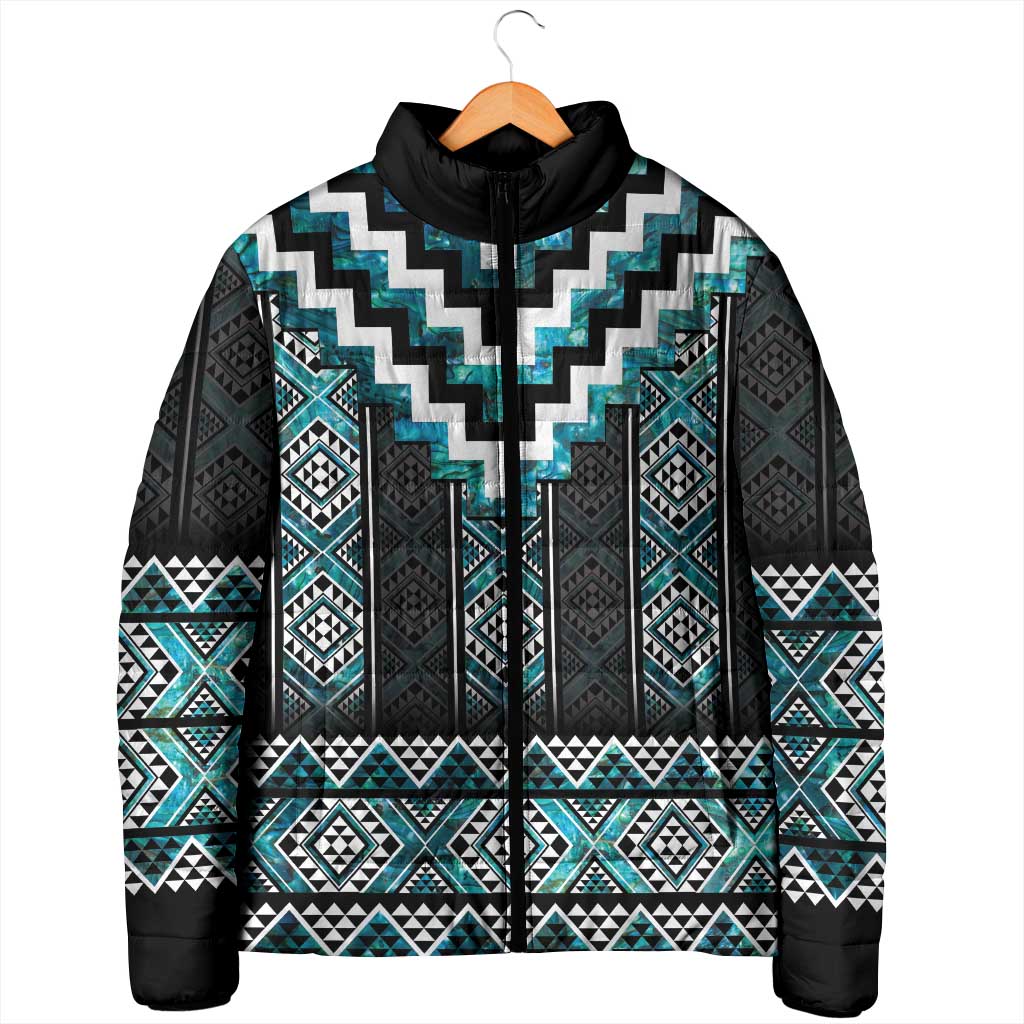 Paua Shell Taniko Pattern Aotearoa Padded Jacket Niho Taniwha Mix Poutama - Aussie Hoodie