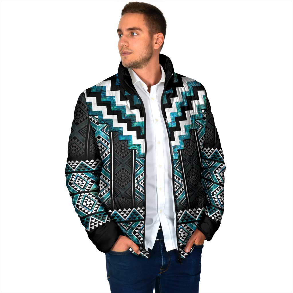 Paua Shell Taniko Pattern Aotearoa Padded Jacket Niho Taniwha Mix Poutama - Aussie Hoodie