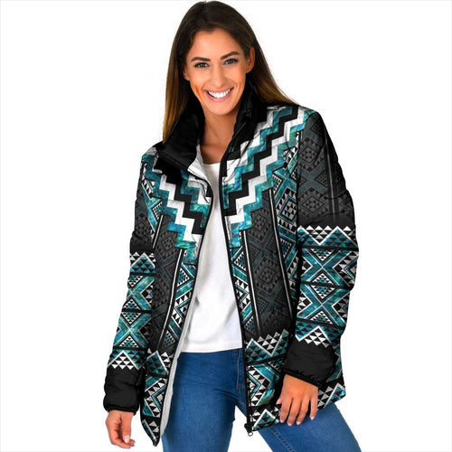 Paua Shell Taniko Pattern Aotearoa Padded Jacket Niho Taniwha Mix Poutama - Aussie Hoodie