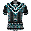 Paua Shell Taniko Pattern Aotearoa Polo Shirt Niho Taniwha Mix Poutama