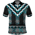 Paua Shell Taniko Pattern Aotearoa Polo Shirt Niho Taniwha Mix Poutama