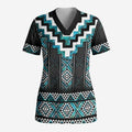 Paua Shell Taniko Pattern Aotearoa Scrub Top Niho Taniwha Mix Poutama - Aussie Hoodie