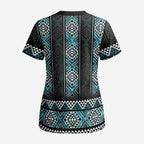 Paua Shell Taniko Pattern Aotearoa Scrub Top Niho Taniwha Mix Poutama - Aussie Hoodie