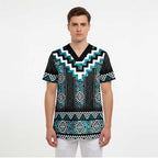 Paua Shell Taniko Pattern Aotearoa Scrub Top Niho Taniwha Mix Poutama - Aussie Hoodie