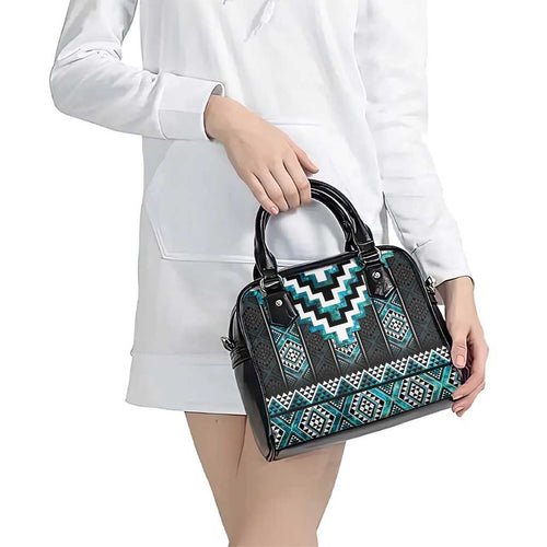Paua Shell Taniko Pattern Aotearoa Shoulder Handbag Niho Taniwha Mix Poutama