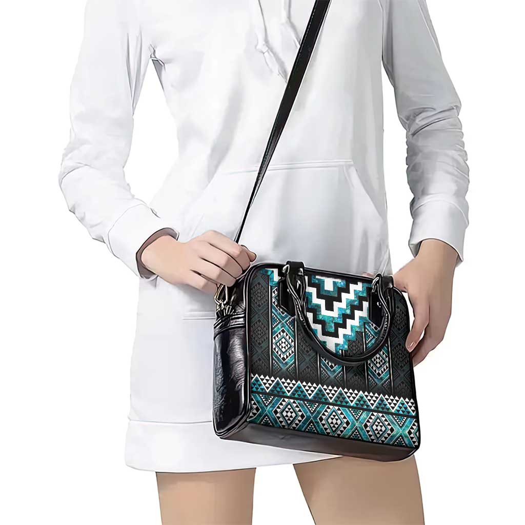 Paua Shell Taniko Pattern Aotearoa Shoulder Handbag Niho Taniwha Mix Poutama